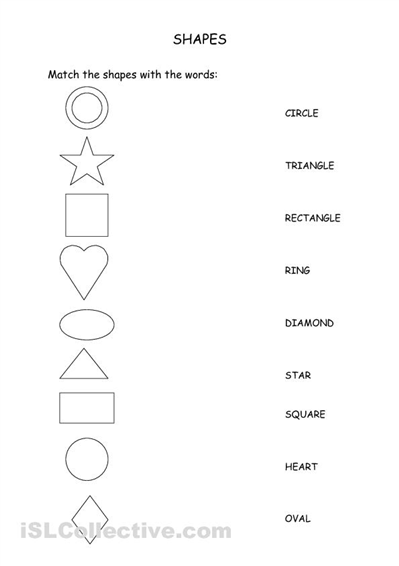 Shape Words Worksheets Kindergarten