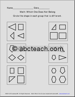 Which Shape Does Not Belong Worksheet Kindergarten