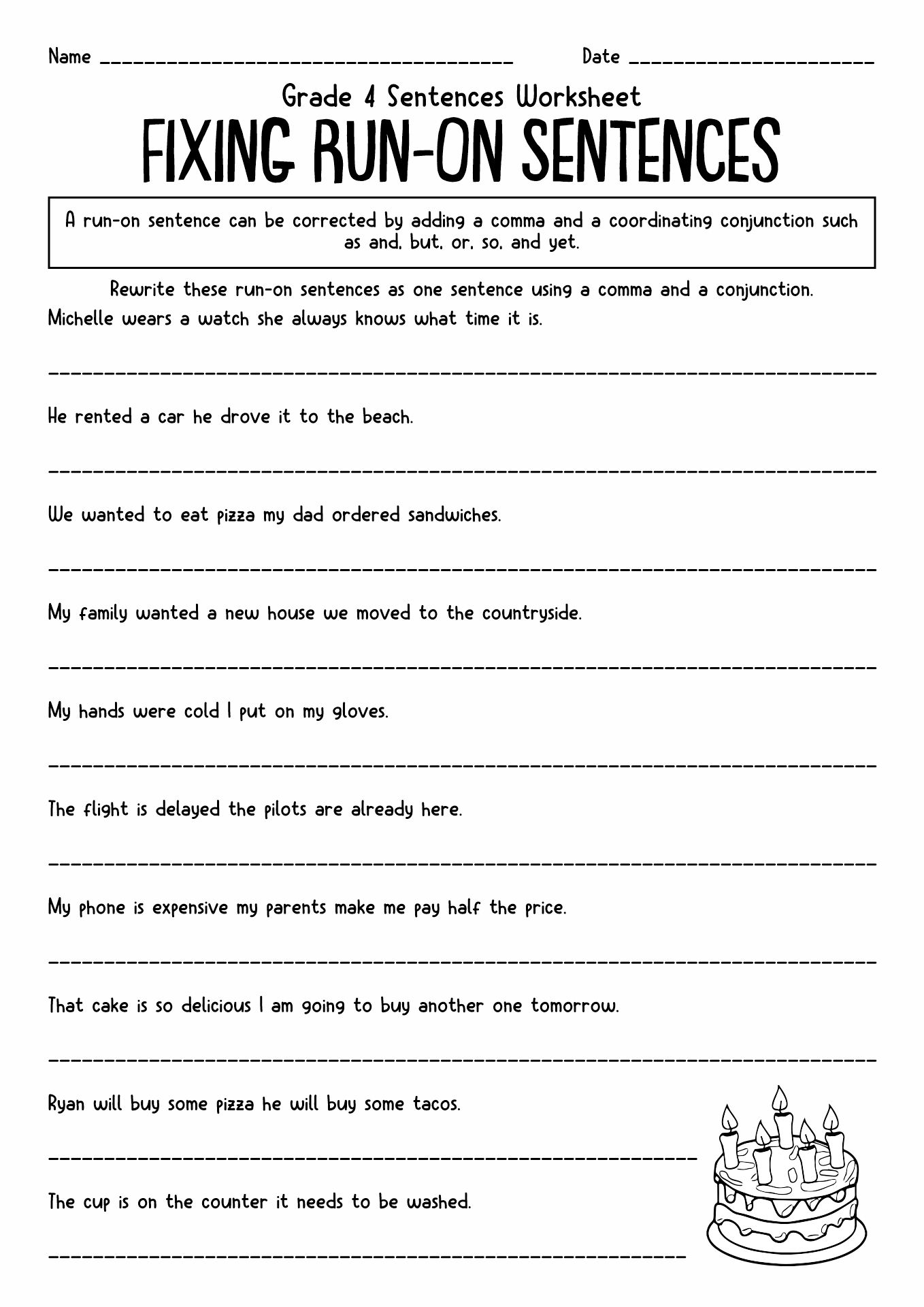 4th Grade Sentence Writing Worksheets