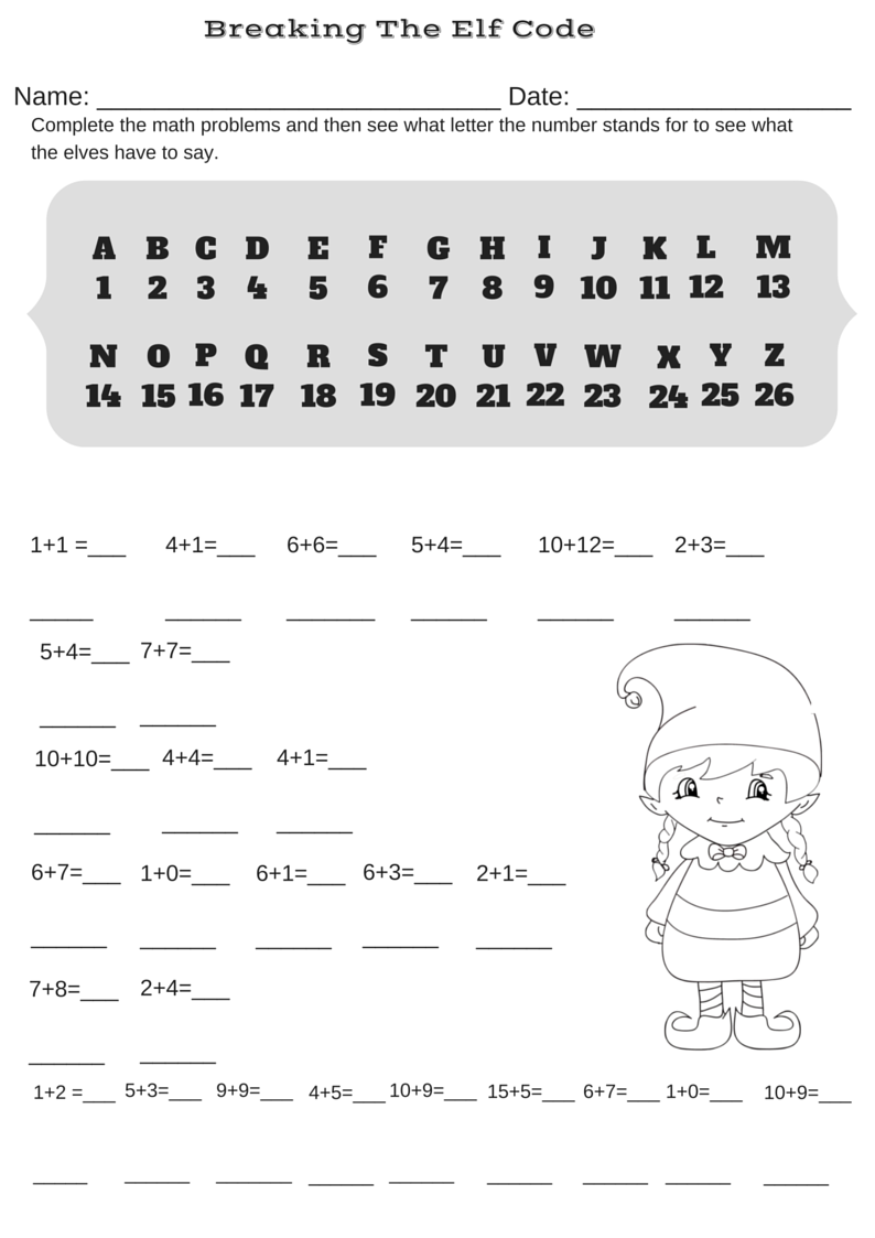 Christmas Code Worksheets Printables Image