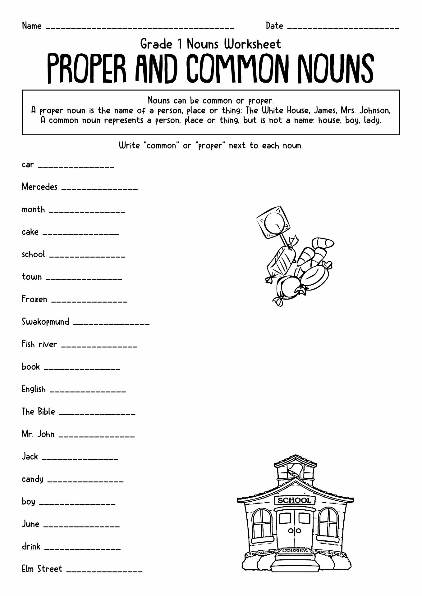 Common and Proper Noun Activities Image