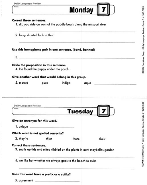 15 Daily Grammar Worksheets / worksheeto.com