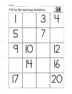 Fill in Missing Numbers Chart Image