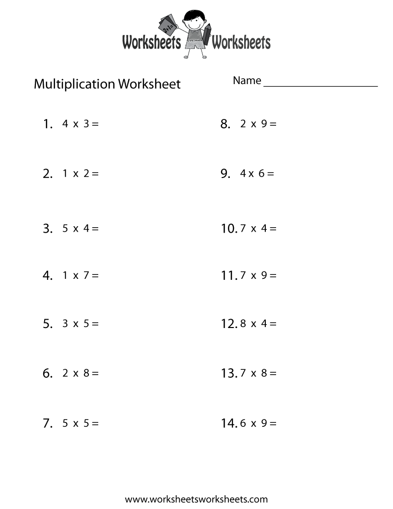 Free Printable Fun Multiplication Worksheets Image