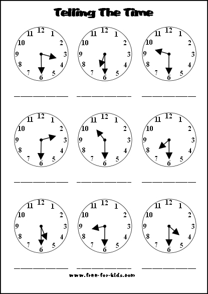 Half Past Telling Time Worksheets