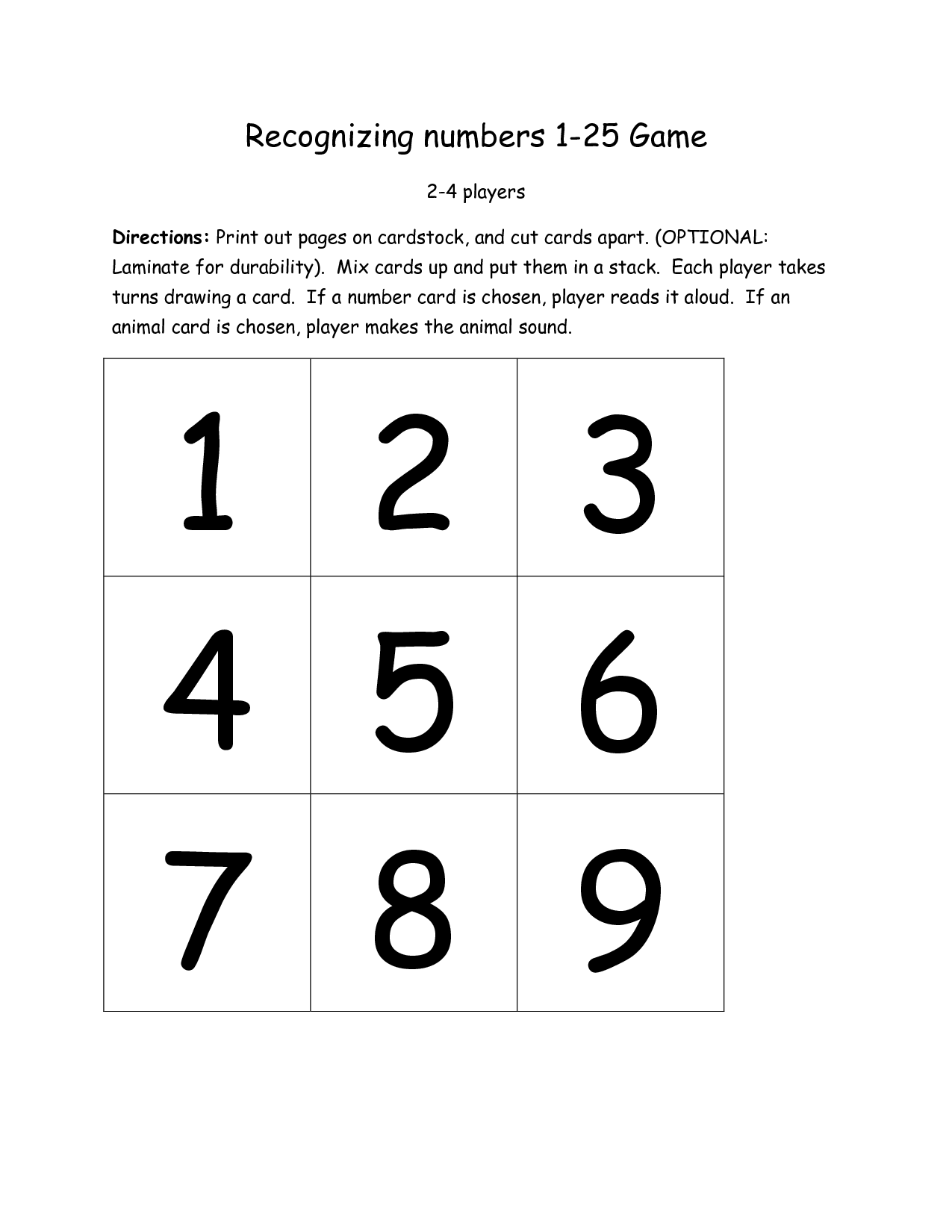 Recognize Numbers Worksheets