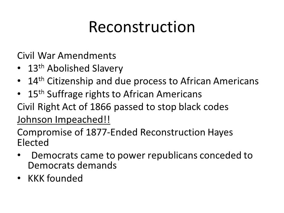 Reconstruction Amendments 13 14 15