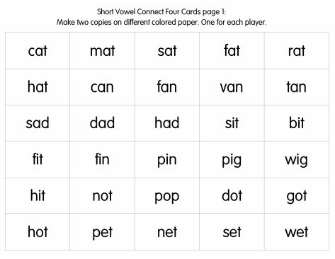 Short Vowel Words First Grade Image