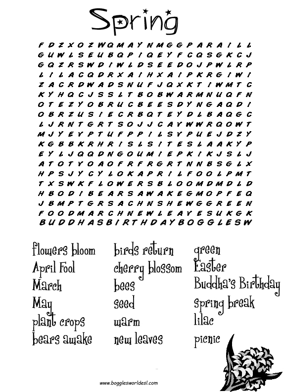 Spring Word Searches Image
