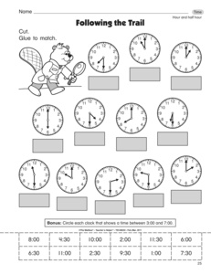Telling Time Worksheets Half Hour