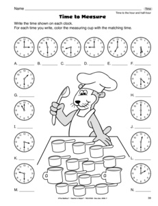 Telling Time Worksheets Half Hour