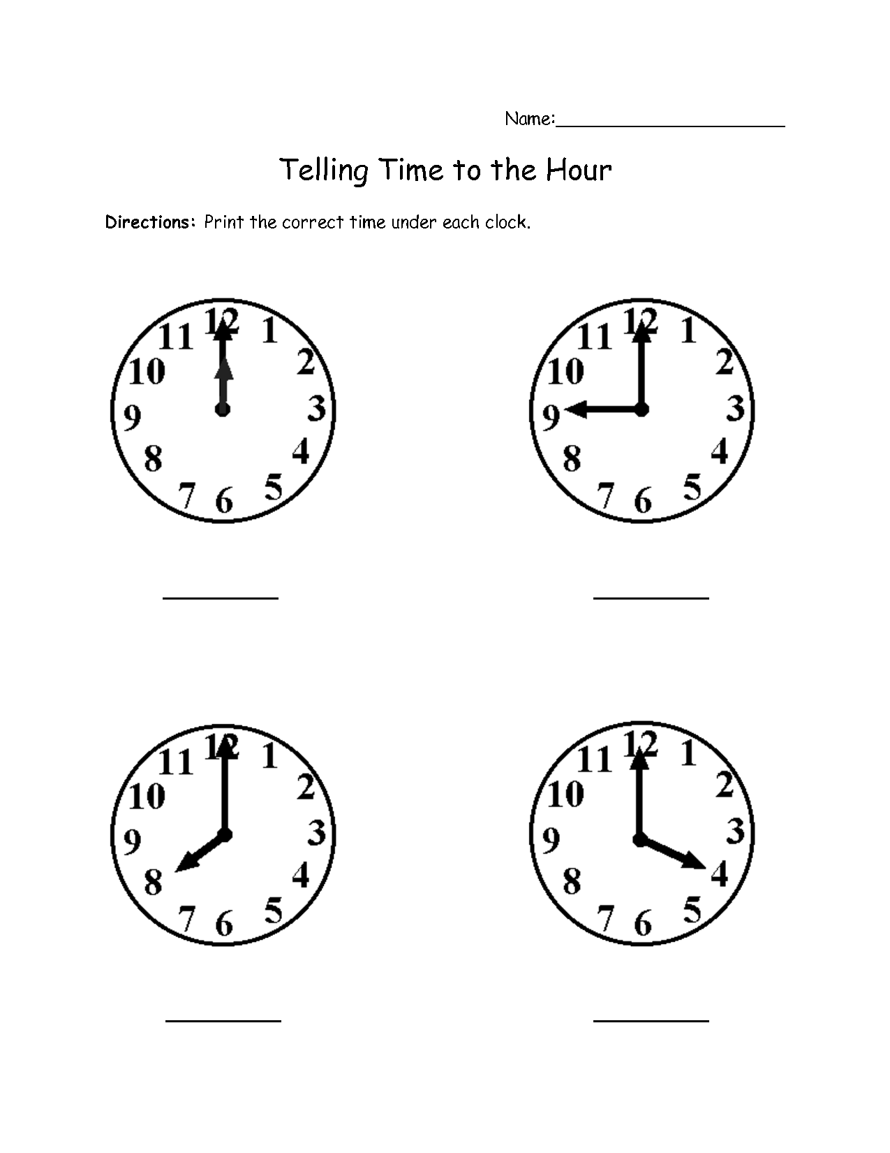 Telling Time Worksheets Half Hour