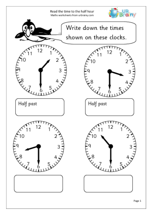 Time Worksheet Half Hour