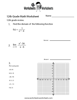 12th Grade Math Worksheets Image