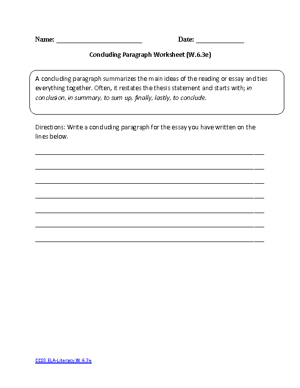 6th Grade Paragraph Writing Worksheets Image
