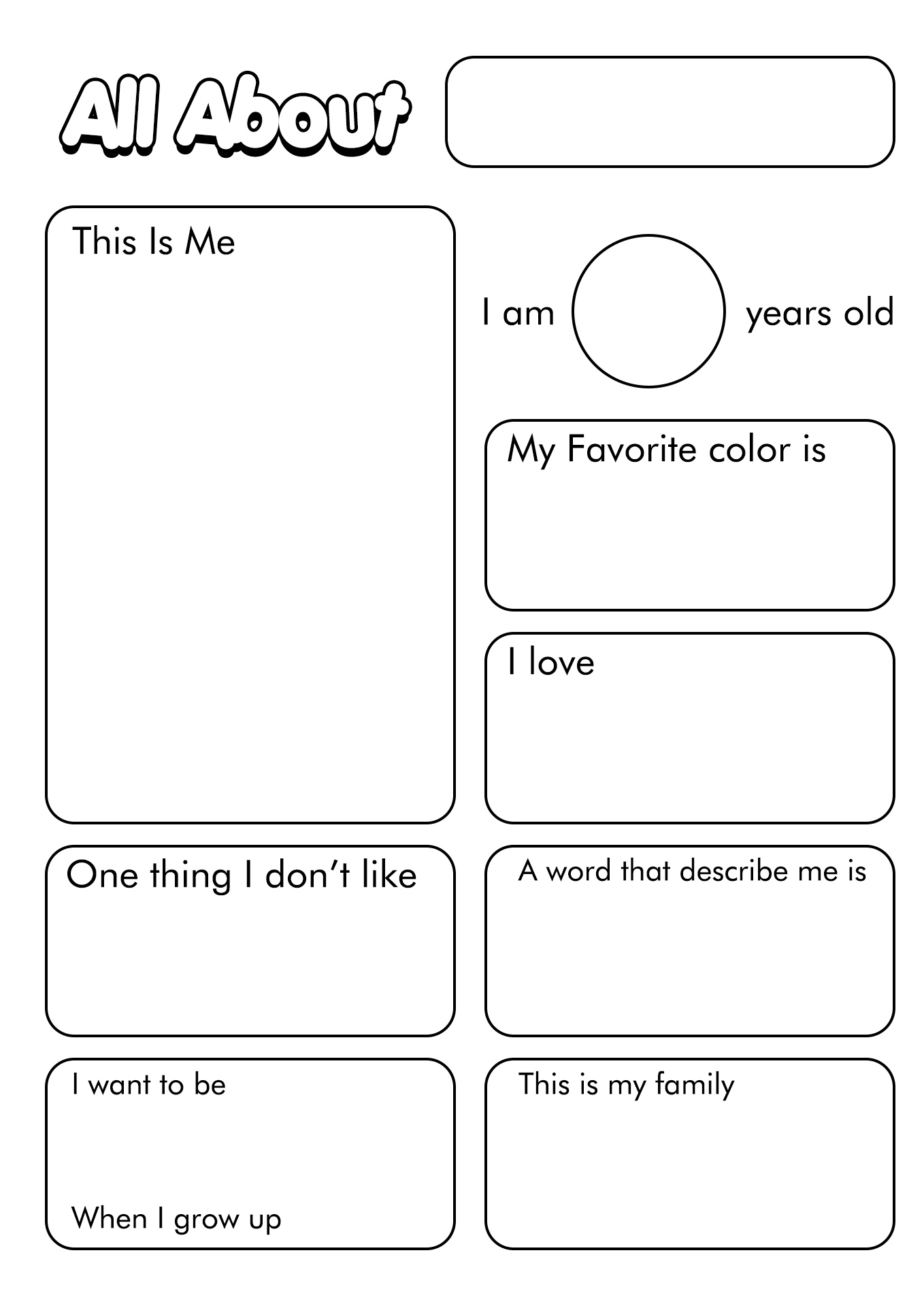 All About Me Printables Image