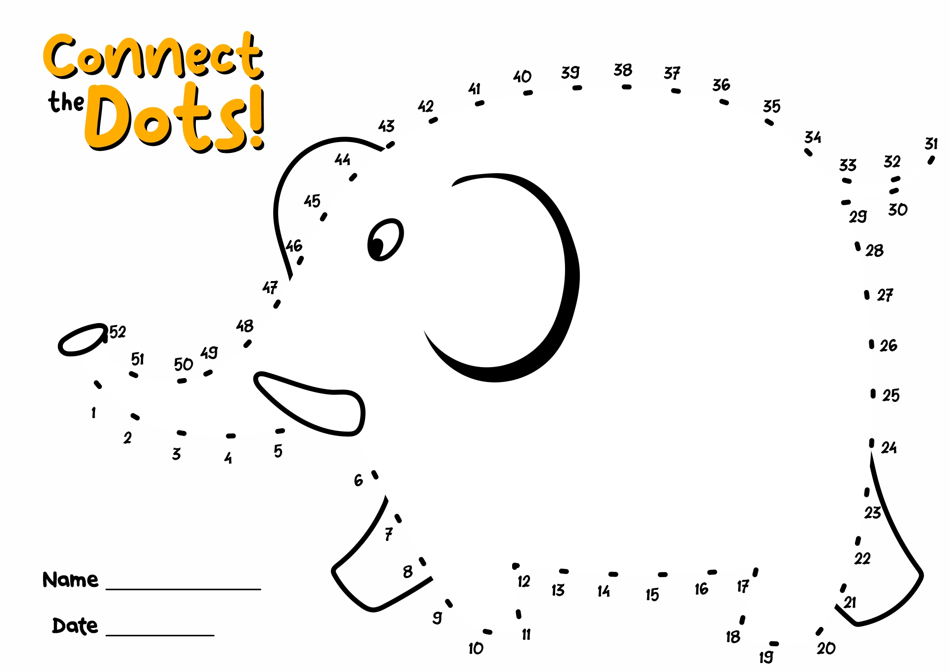Connect the Dots Number Worksheets