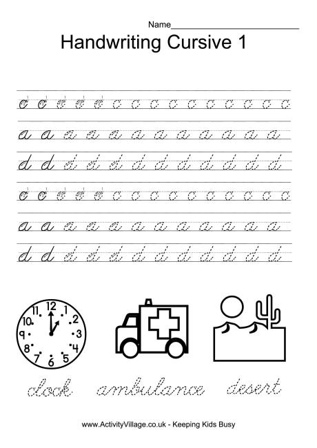 Cursive Handwriting Practice Sheets Image