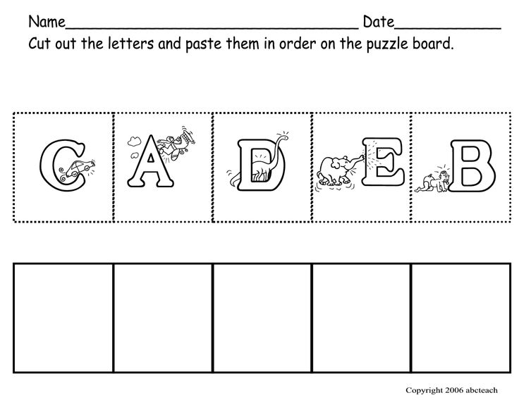 Cut and Paste ABC Order Worksheets Image