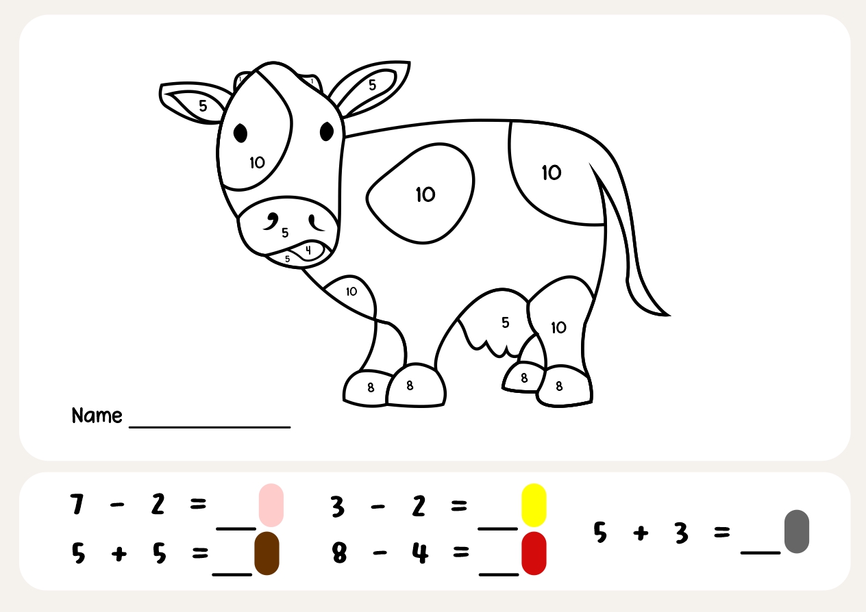 First Grade Color Math Worksheets