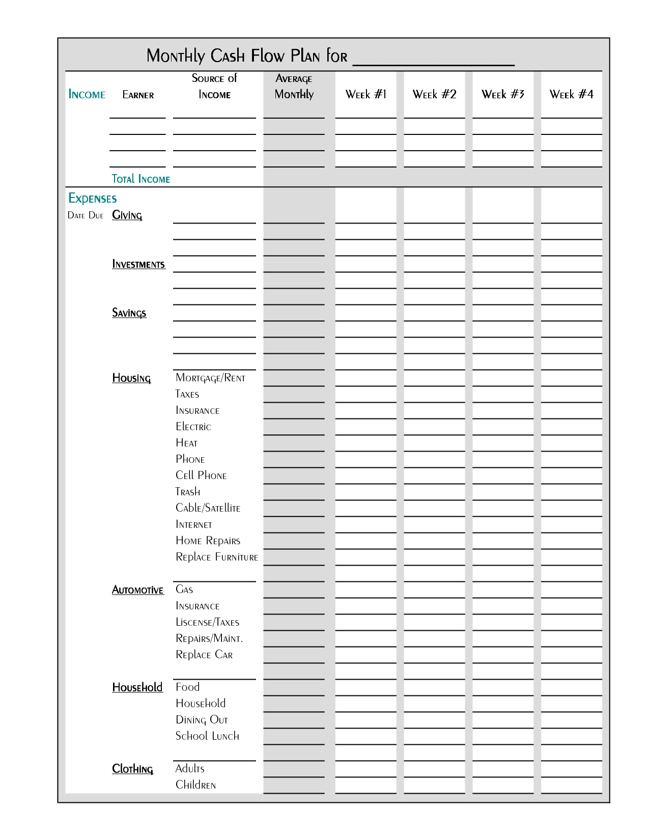 Free Printable Budget Worksheet Template Image