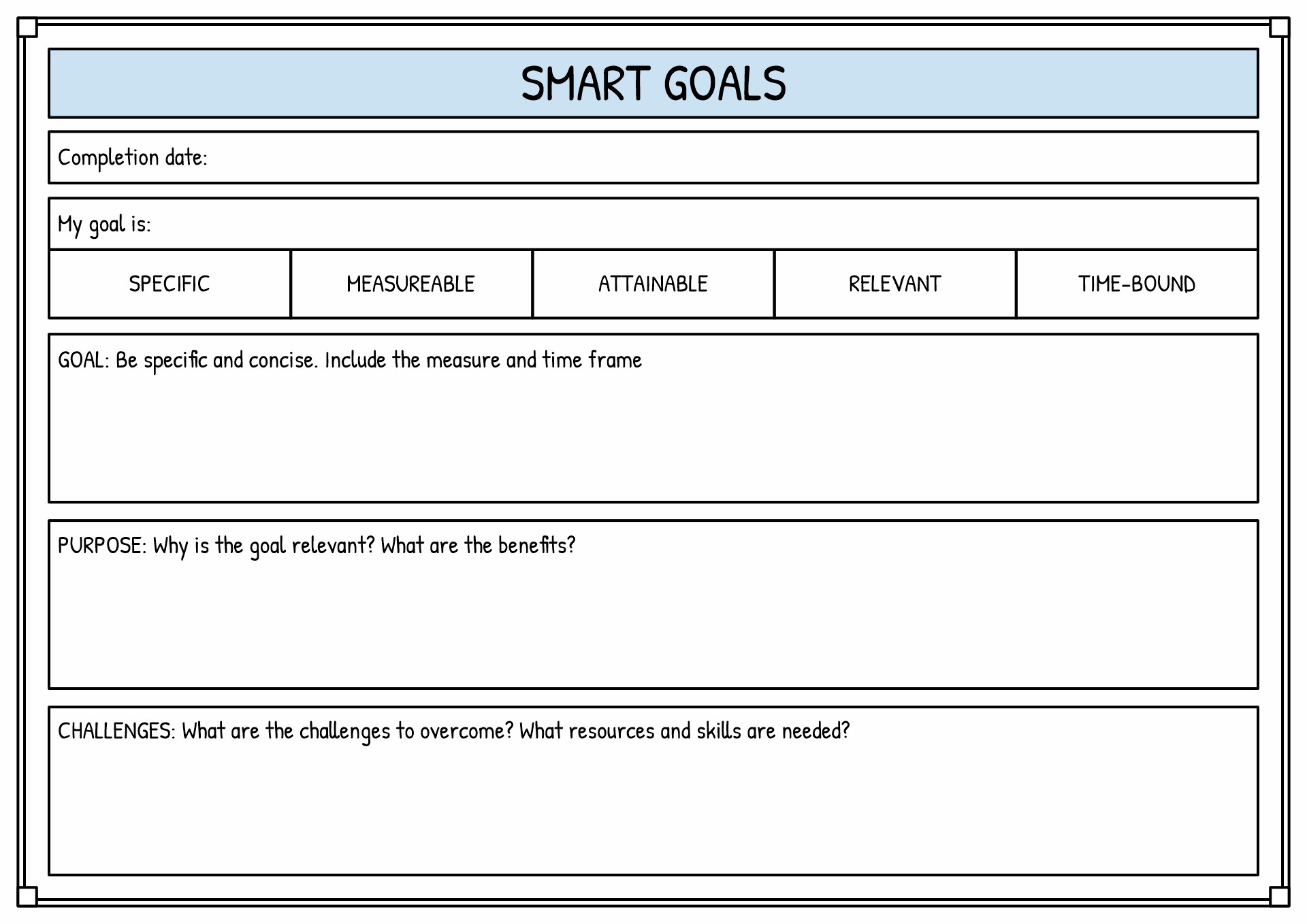 Goal Setting Worksheet Template