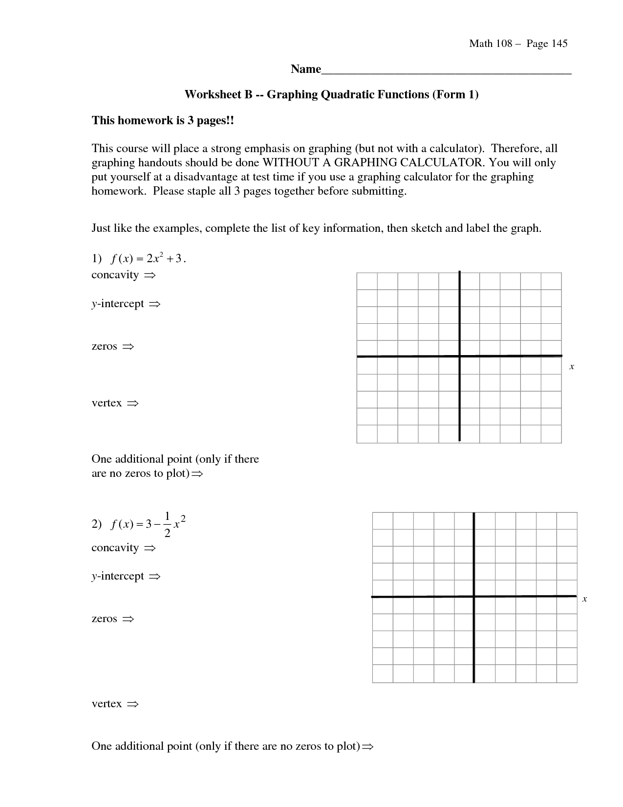 Quadratic Functions Worksheet With Answers Pdf Kuta Software