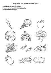 Choosing Healthy Food Worksheet