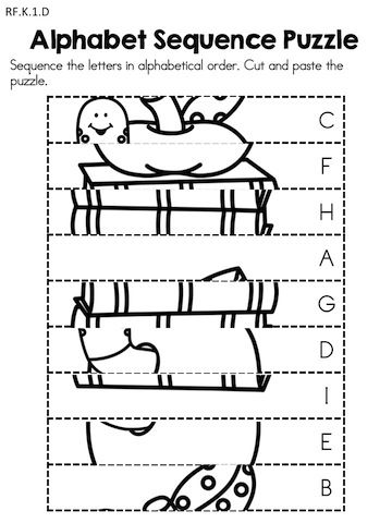 Kindergarten Cut and Paste Language Arts Worksheets Image