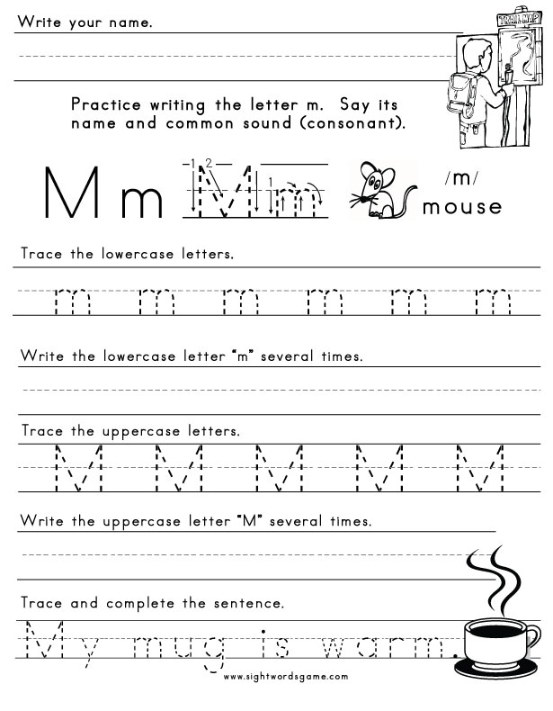 Letter M Words Worksheet Image