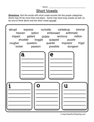 Long and Short Vowels Worksheets 2nd Grade Image