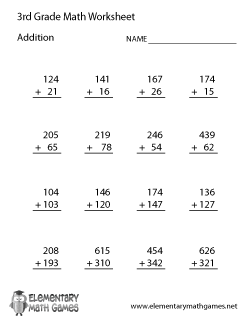 Math Addition Worksheets 3rd Grade Image