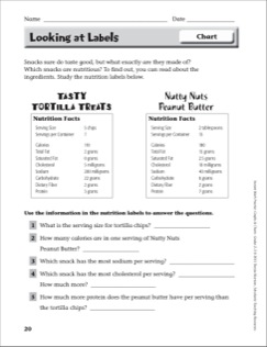 Nutrition Label Worksheet Answers Image