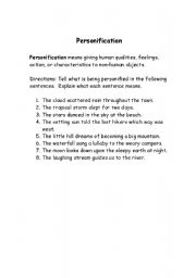 Personification Worksheets