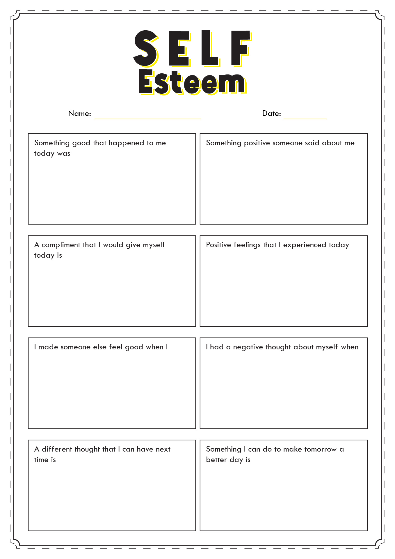Self-Esteem Worksheets