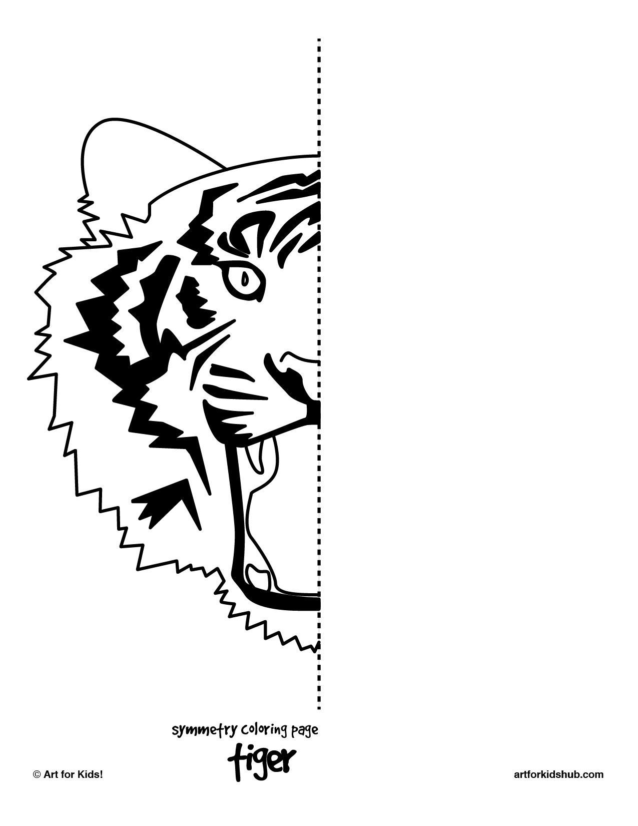 Tiger Drawing Symmetry Worksheet Image