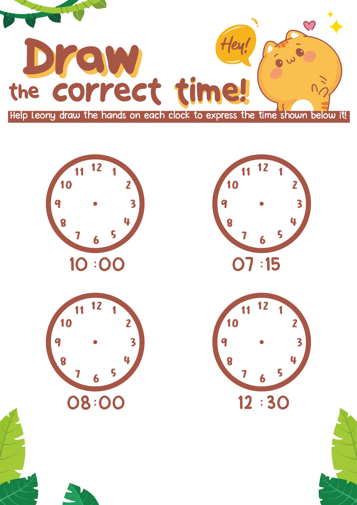 Time Clock Worksheets First Grade
