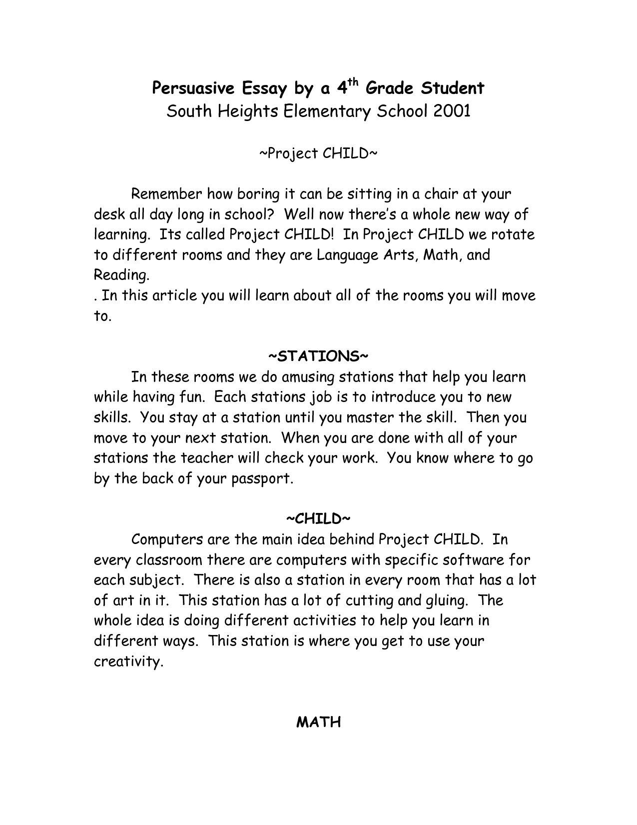 short essay for grade 4