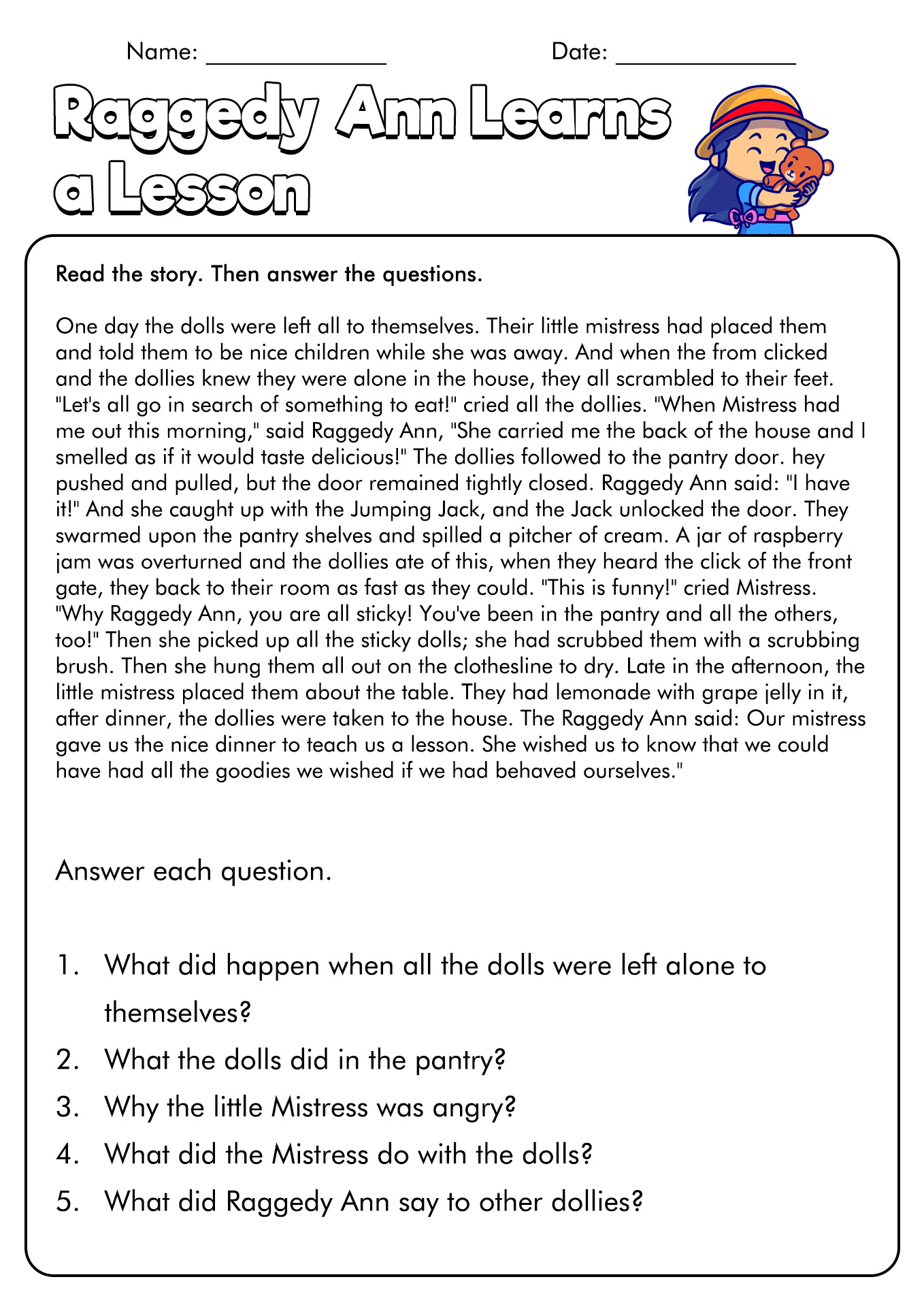 4th Grade Reading Comprehension Worksheets Image