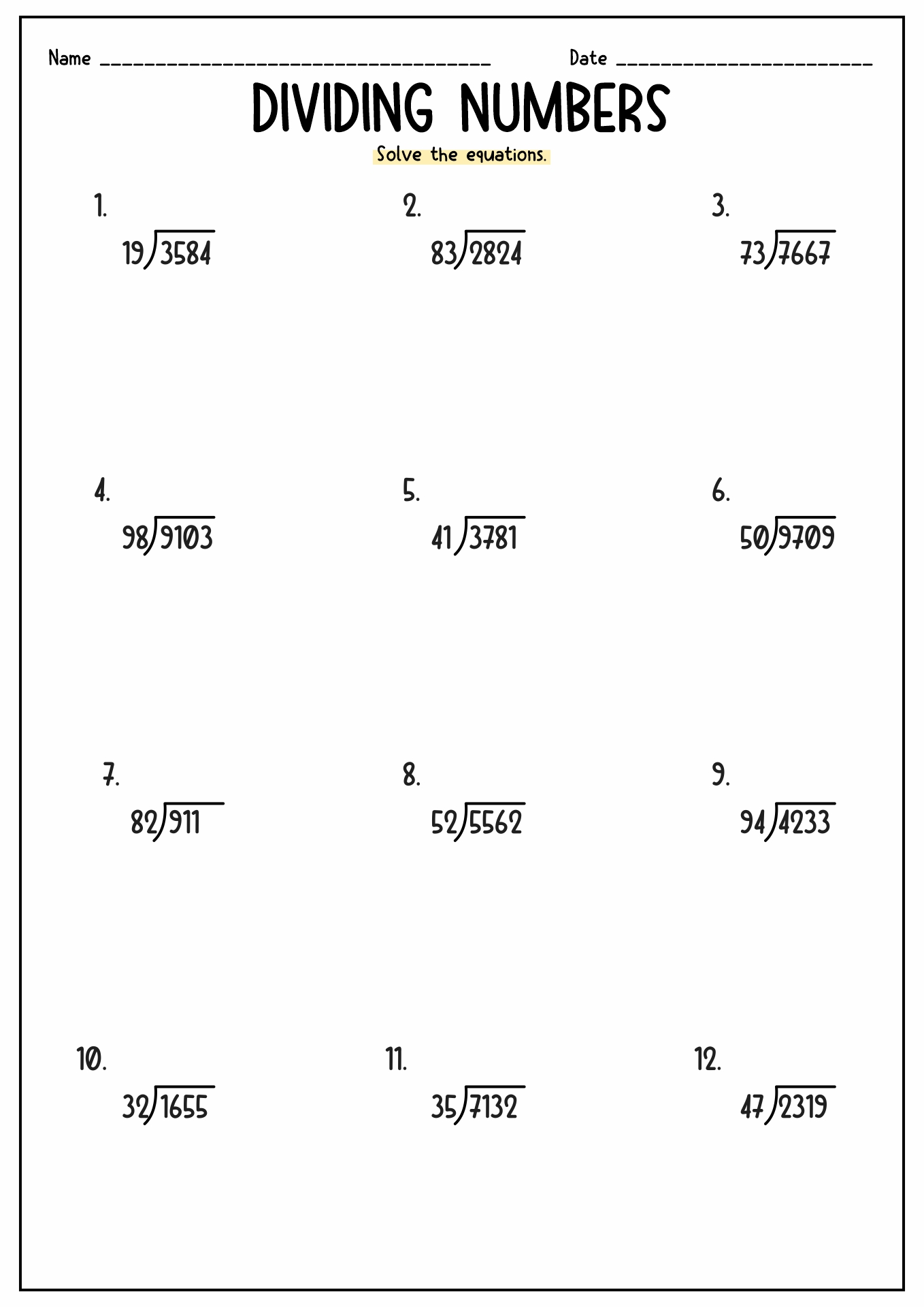 5th Grade Long Division Worksheets Image
