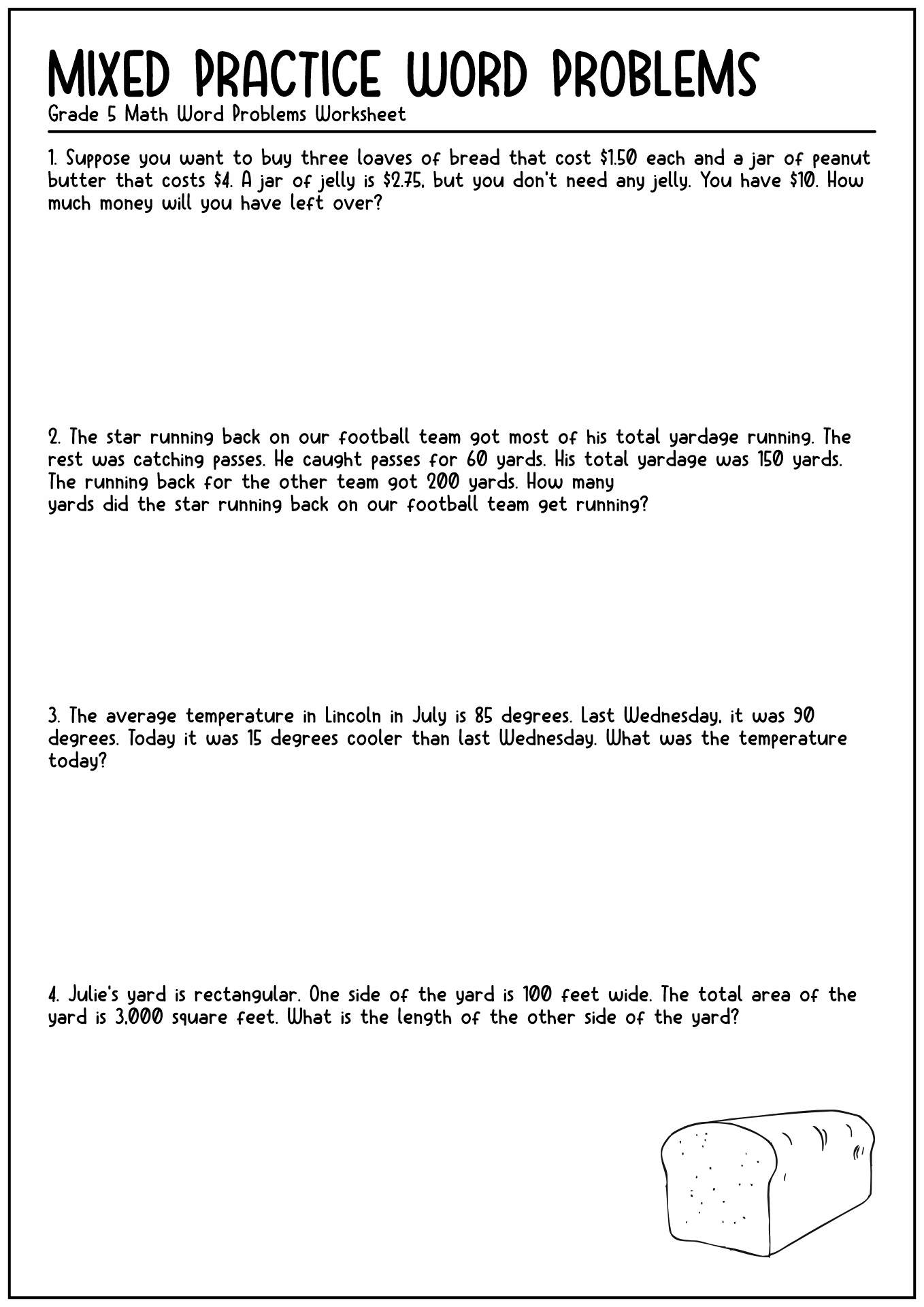5th Grade Math Word Problems Worksheets Image