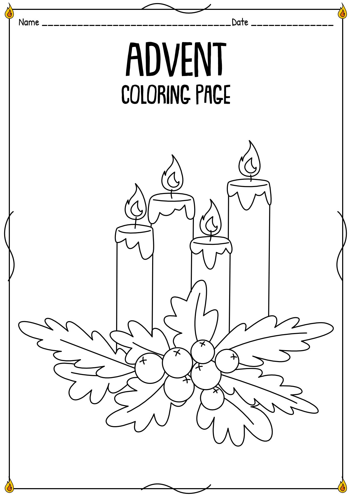Advent Candle Coloring Page