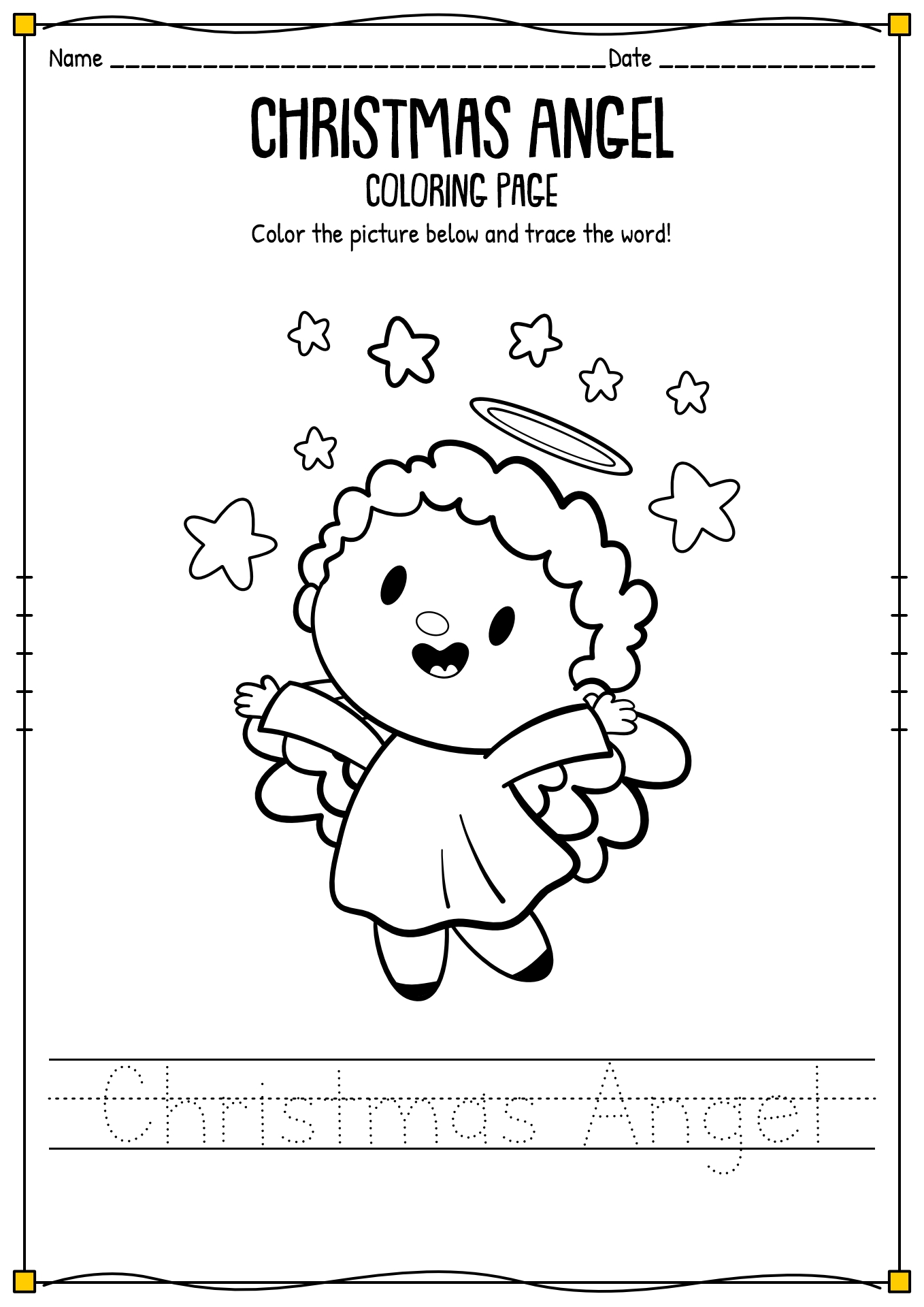 Christmas Angel Preschool Worksheets