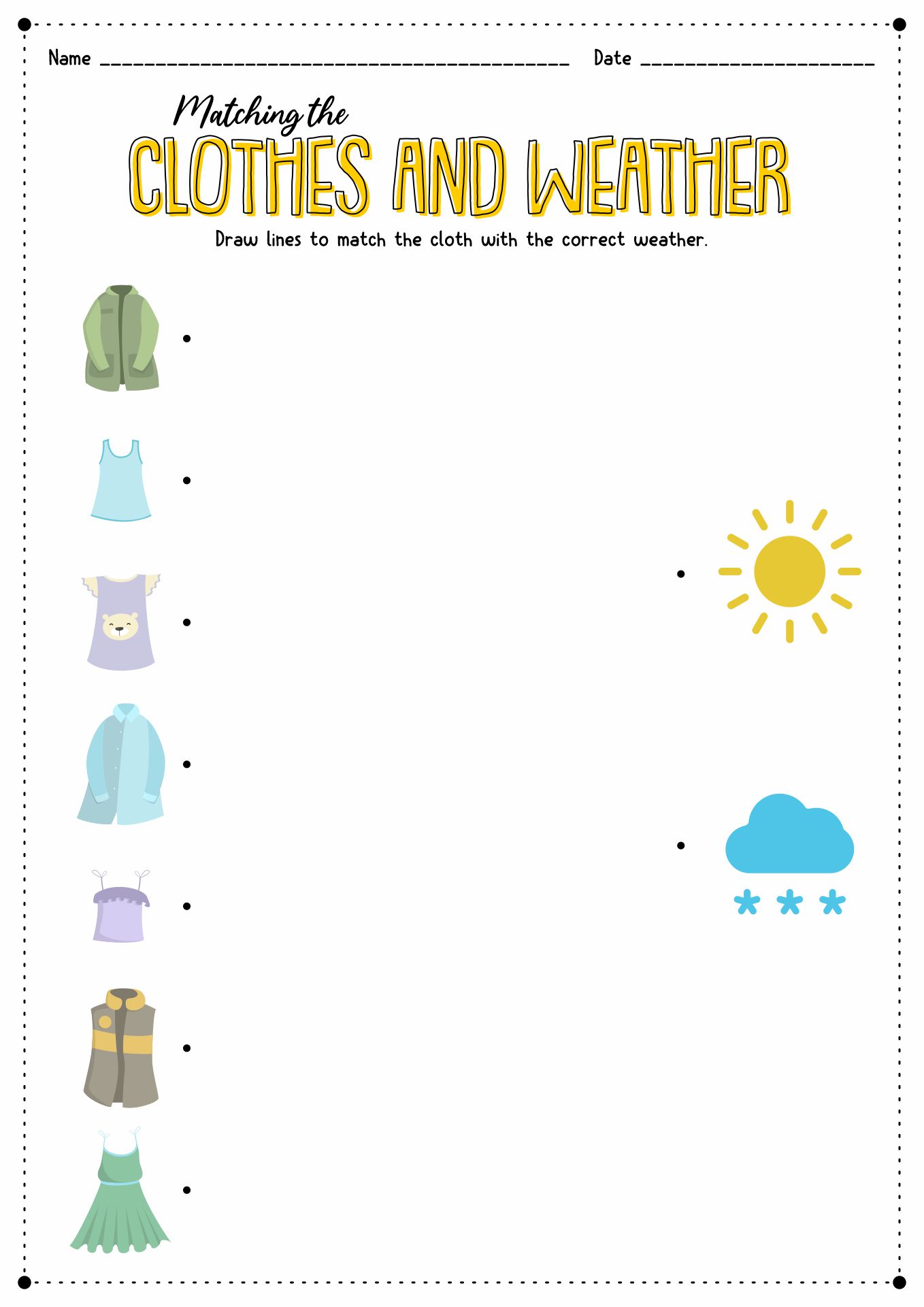 Clothes and Weather Worksheets Image