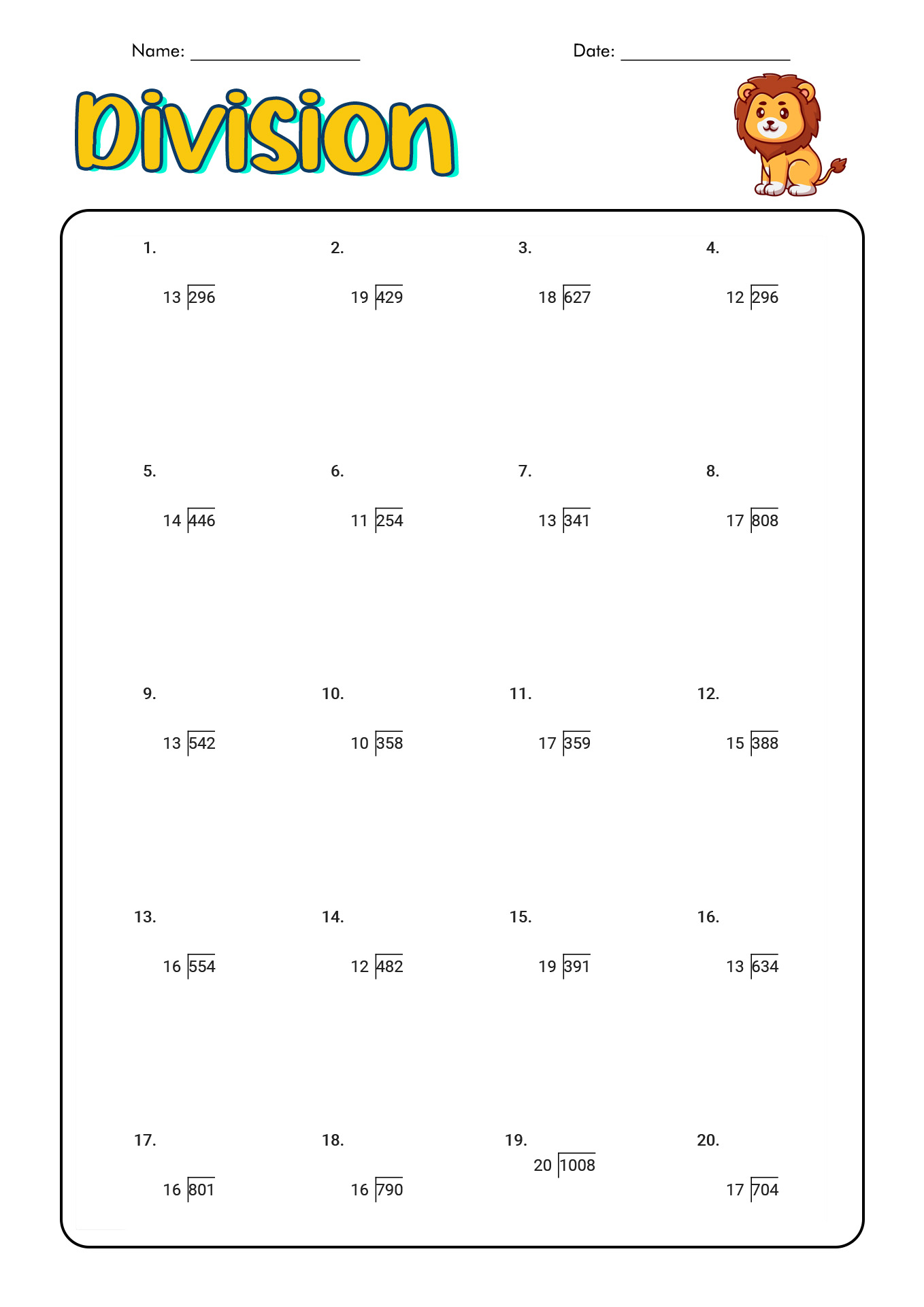 Common Core Long Division Worksheets Image