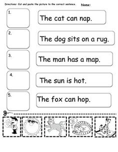 Cut and Paste Sentence Worksheets Image