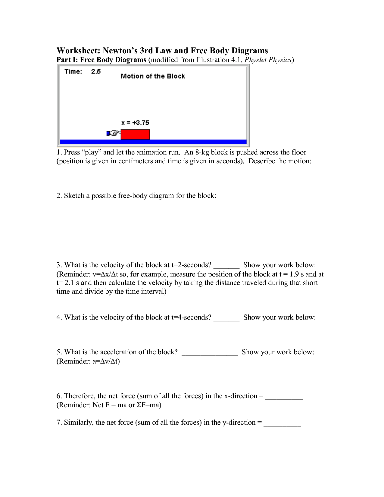 Free Worksheets Newtons Laws Image