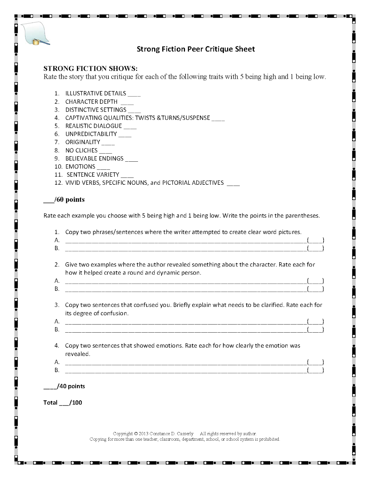 writing activities middle school pdf