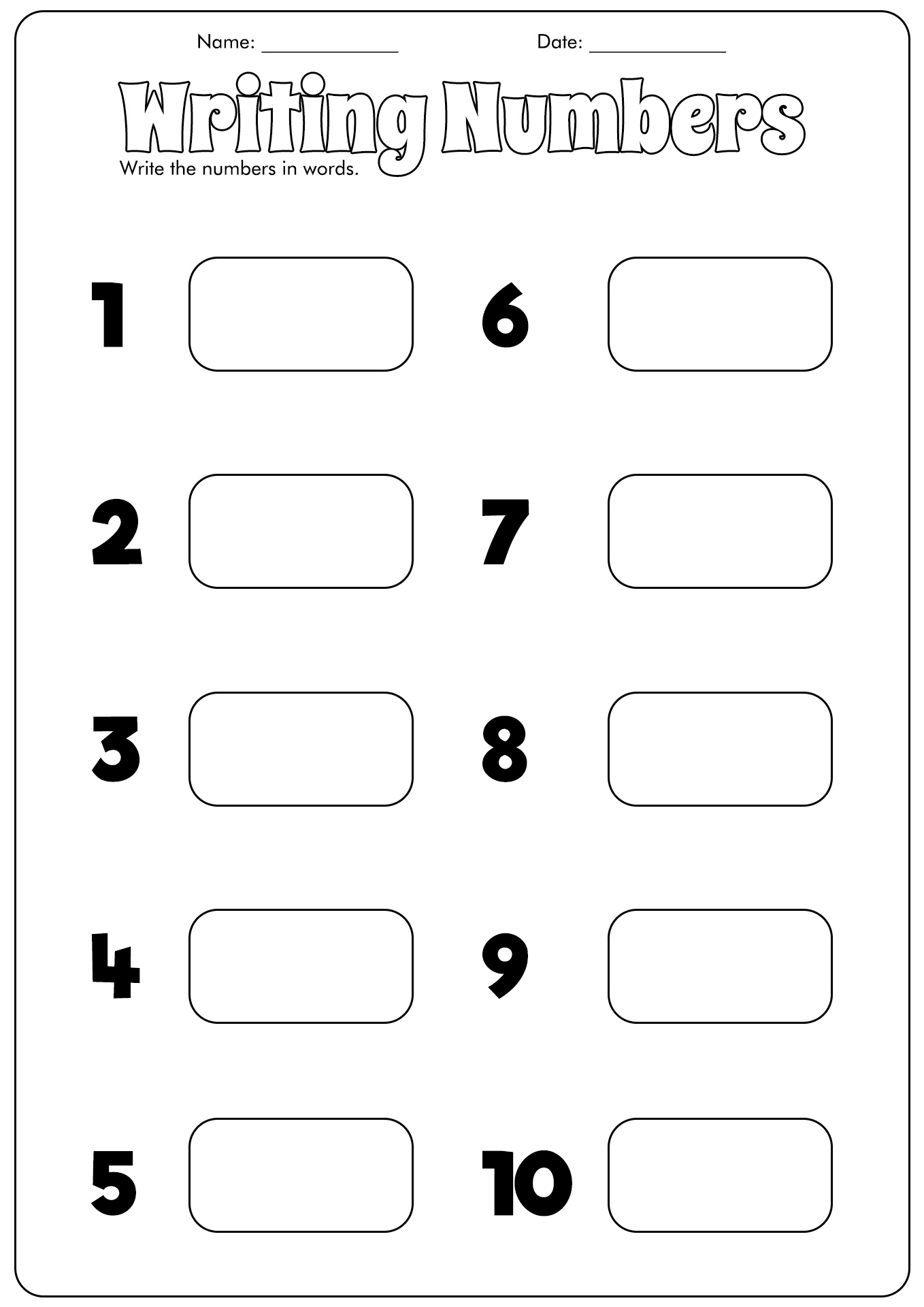 Kindergarten Writing Number Words Worksheets