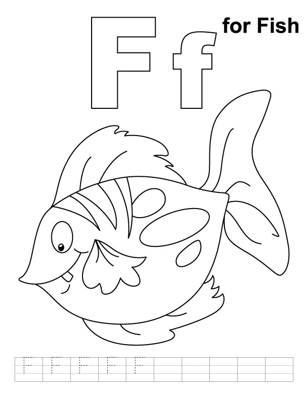 Letter F Coloring Page Fish Image
